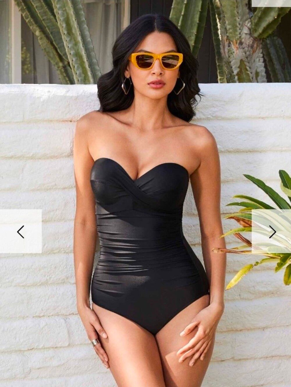 Strapless Ruched One-Piece Swimsuit in Black